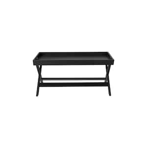 Rectangular Charcoal Black Wood Tray Top Coffee Table (40 in. W x 18 in. H)