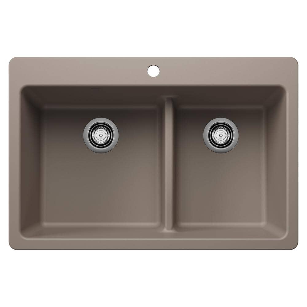 Liven SILGRANIT 33 in. Drop-In/Undermount Double Bowl Granite Composite Kit