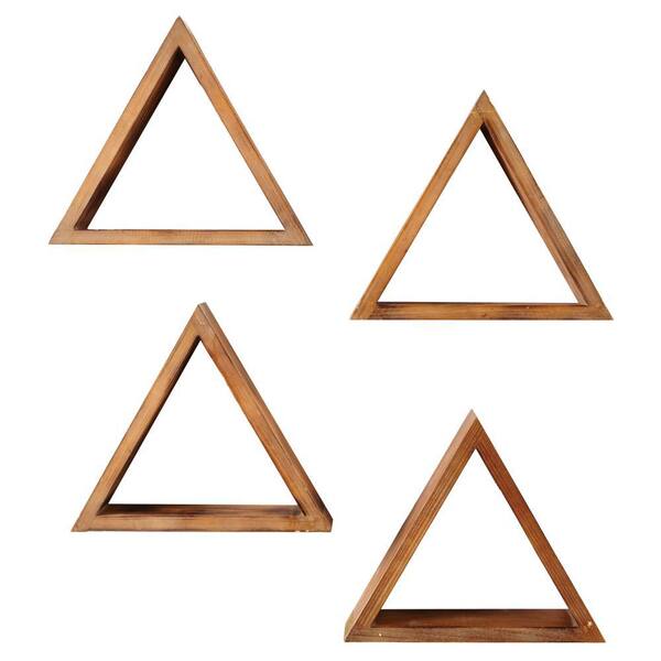 Unbranded 4 in. x 15 in. Triangular Brown Wood Decorative Shelves (Set of 4)