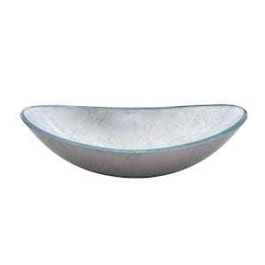 Modern Silver Glass Oval Vessel Sink