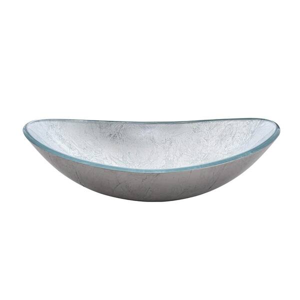 FINE FIXTURES Modern Silver Glass Oval Vessel Sink