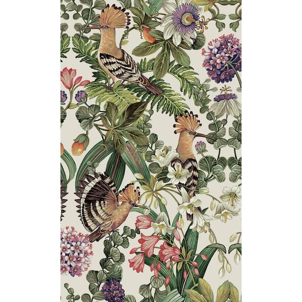 Walls Republic White Tropical Birds Bold Tropical Non-Woven Paper Non-Pasted the Wall Double Roll Wallpaper