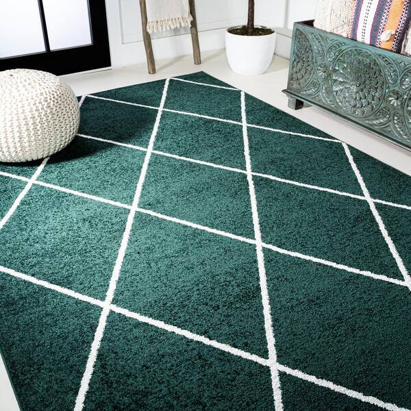 8'3 x 4' Moss Green Runner/Rug w/ Circles Design