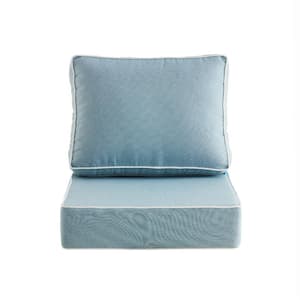 Outdoor Cushion Thick Deep Seat Pillow Back For Wicker Chair, 24 in. x 24 in. x 6 in., Square, Light Blue
