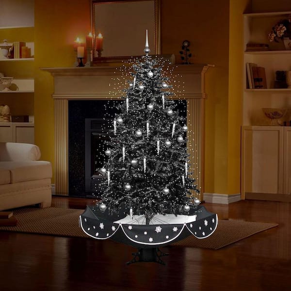 Fraser Hill Farm - Let It Snow Series 75-in. Musical Artificial Christmas Tree with Black Umbrella Base and Snow Function