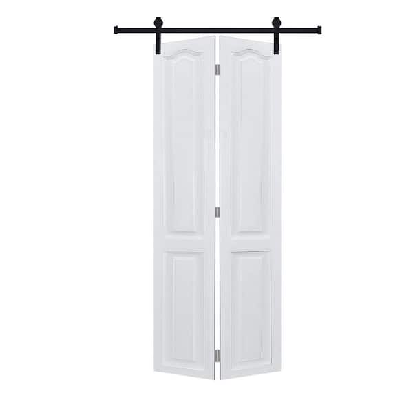 CNC crafted modern door 3/4" thick 42 in. x 84 in. MDF White Barn Sliding Door With Hardware kit
