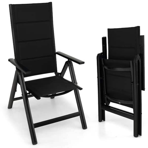 Gymax Patio Folding Chairs Lightweight Outdoor Dining Chairs w/Padded Seat