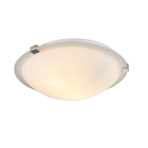 Neptune 12 in. 2-Light Brushed Nickel Flush Mount Ceiling Light Fixture with Frosted Glass Shade