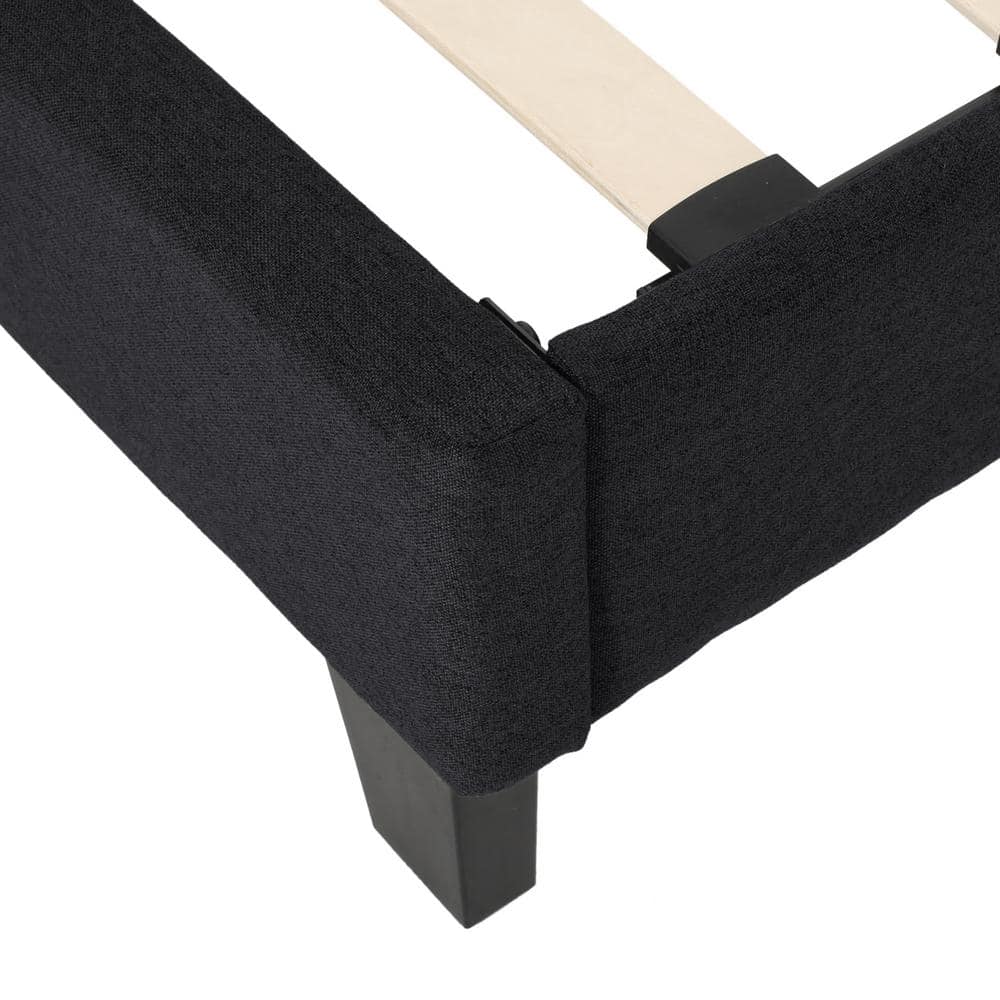 Eveleth Contemporary King Platform Bed with Tufted Black Upholstery
