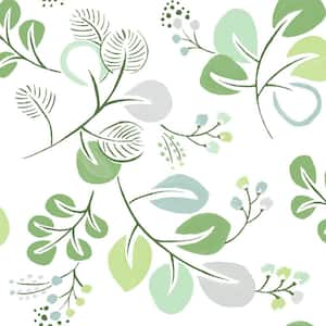 Jonah Light Green Leaf Trail Wallpaper Sample