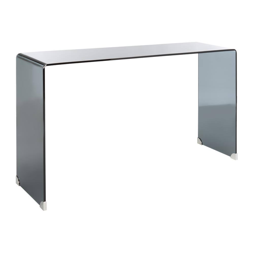 Huck Clear and Gray Glass Console Table with Storage