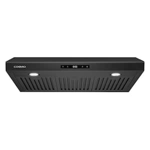 30 in. Ducted Under Cabinet Range Hood Painted Matte Black with LED Lights and Permanent Filters