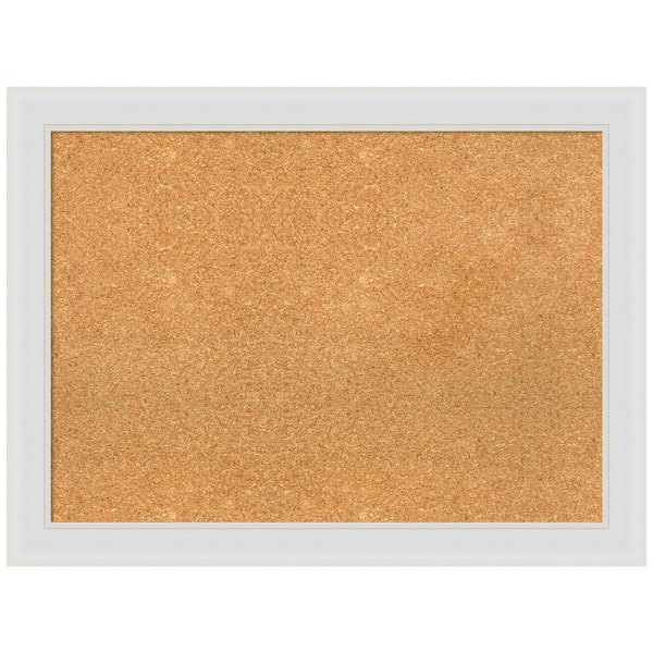Amanti Art Flair Soft White 31.88 in. x 23.88 in. Framed Corkboard Memo Board