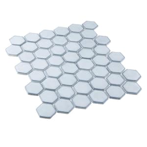 Honoro Hexite Owl Gray Glossy 11 in. x 12-3/4 in. Hexagon Smooth Glass Mosaic Tile (4.9 sq. ft./Case)