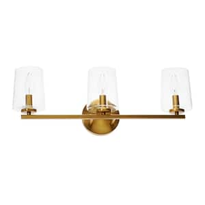 Berkley - 23 in. 3-Light Brushed Gold Metal and Glass Vanity Light