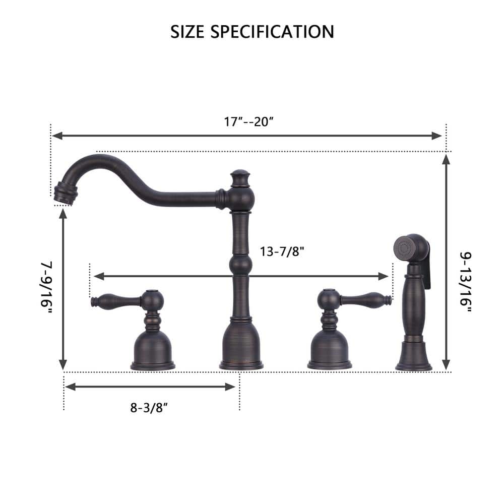 Oil Rubbed Bronze Kitchen Faucet with Side Spray and Lever Handles