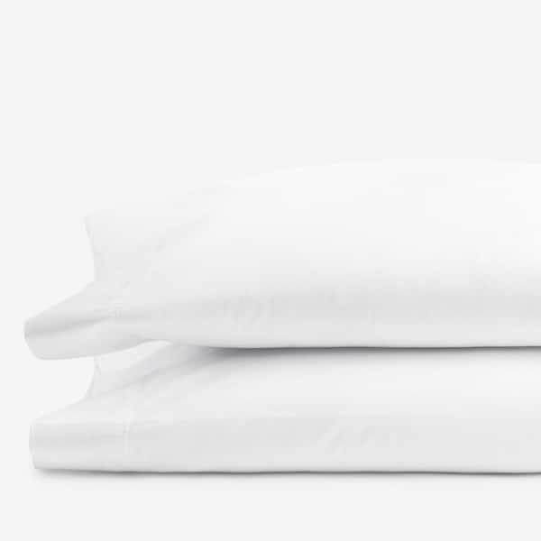White Solid 300-Thread Count Rayon Made From Bamboo Cotton Sateen Standard Pillowcase (Set of 2)