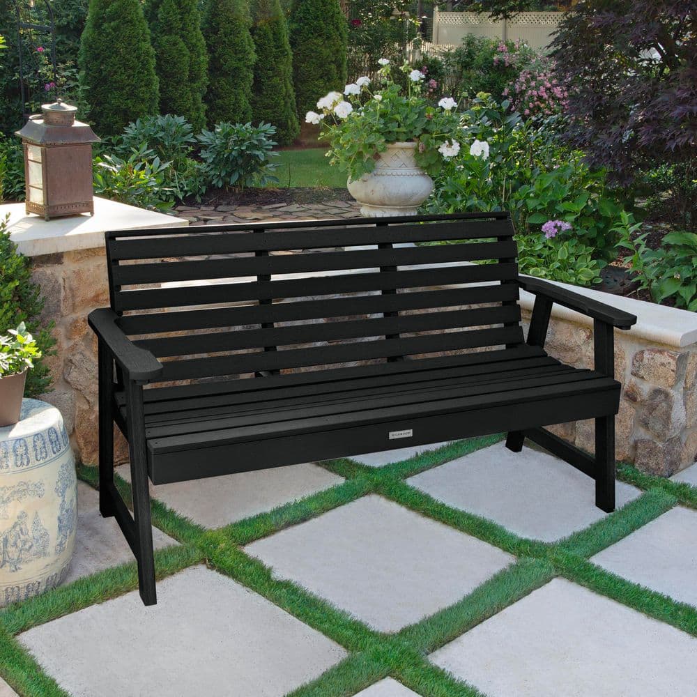Highwood Weatherly 5 ft. 2-Person Black Recycled Plastic Outdoor