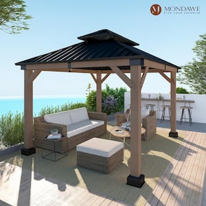 Beverly Hills 10 ft. x 12 ft. Outdoor Fir Solid Wood Frame Patio Gazebo Canopy Shelter with Galvanized Steel Hardtop