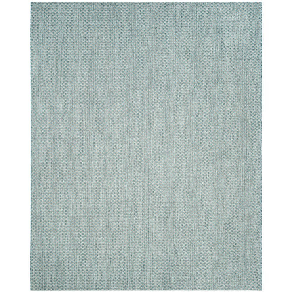 Reversible Light Blue & Light Grey Flat Woven Synthetic Area Rug 8'x11'