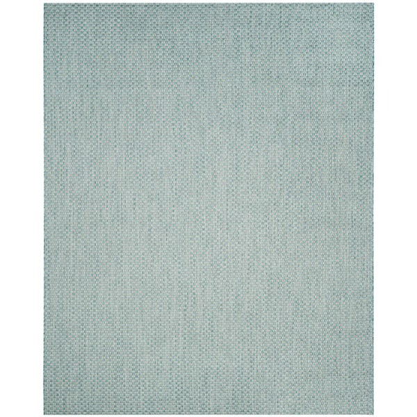 SAFAVIEH Courtyard Light Blue/Light Gray 8 ft. x 11 ft. Solid Indoor/Outdoor Patio  Area Rug