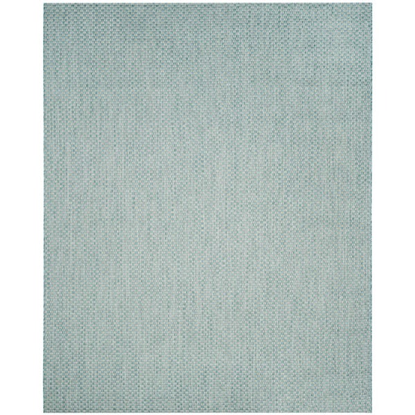 SAFAVIEH Courtyard Light Blue/Light Gray 8 ft. x 11 ft. Solid Indoor/Outdoor Patio  Area Rug