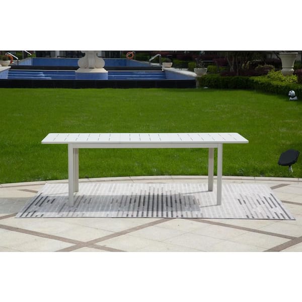 Patio Dining Expandable Table, Metal Aluminum Outdoor Table for 6