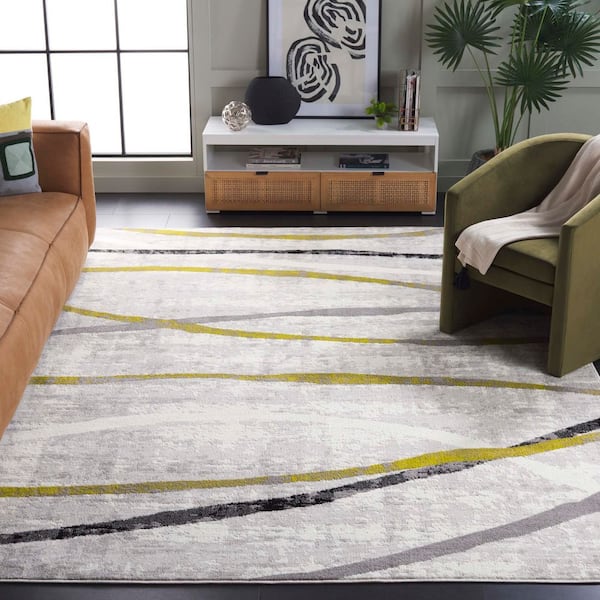 Skyler 8 ft. x 10 ft. Ivory Gray/Green Abstract Linear Area Rug
