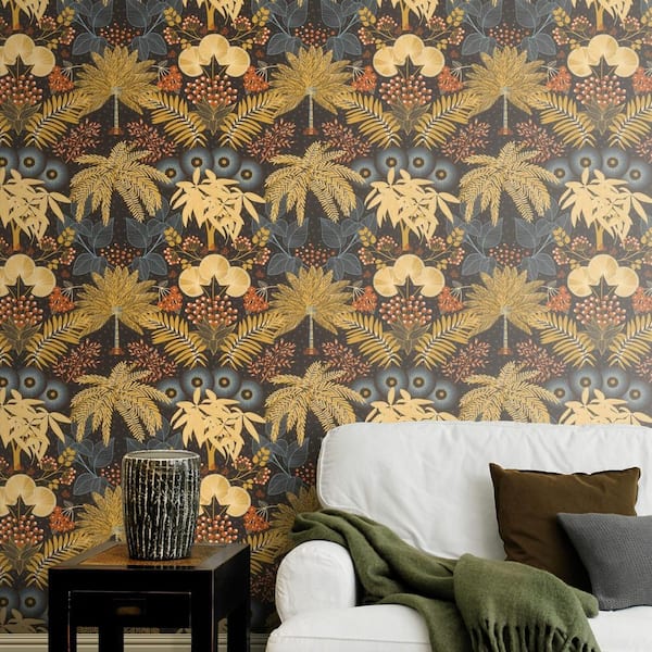 Leonor Mustard Yellow Bohemian Jungle Wallpaper Sample