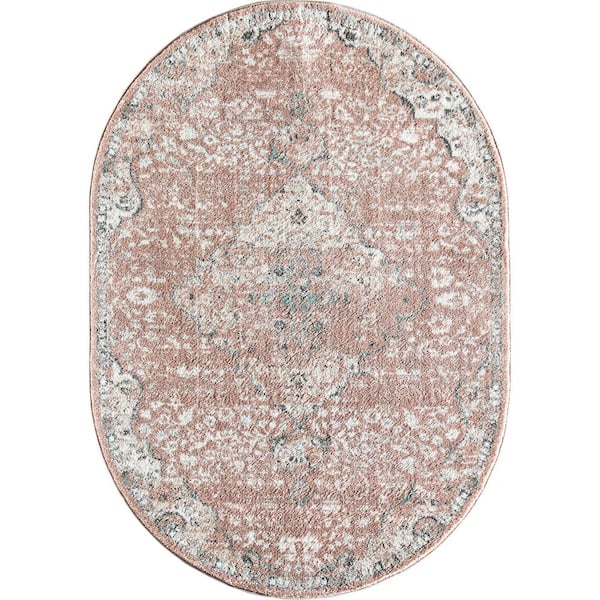 Rugs America Pink Amaranth 5 ft. x 7 ft. Oval Indoor Area Rug