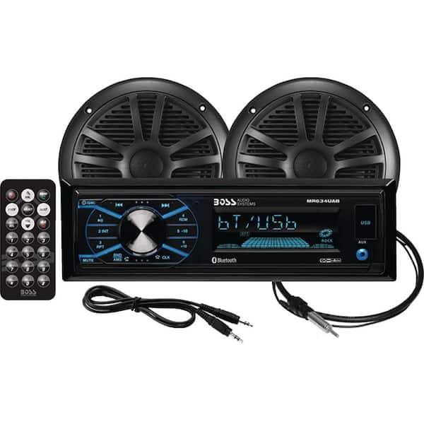 Boss Audio Systems Bluetooth Weatherproof Marine Receiver Package With 1 pair of 6.5 in. Speakers, Black
