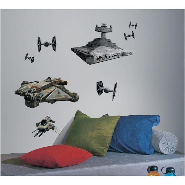 RoomMates 5 in. x 19 in. Star Wars Rebel and Imperial Ships 9-Piece Peel and Stick Giant Wall Decal