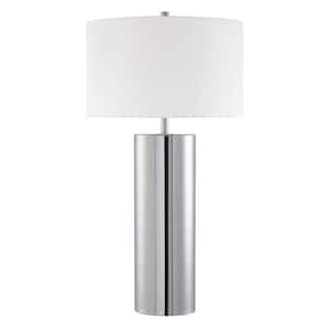 York 29.5 in. Polished Nickel Table Lamp with Fabric Shade