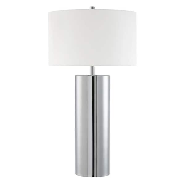 Meyer&Cross York 29.5 in. Polished Nickel Table Lamp with Fabric Shade