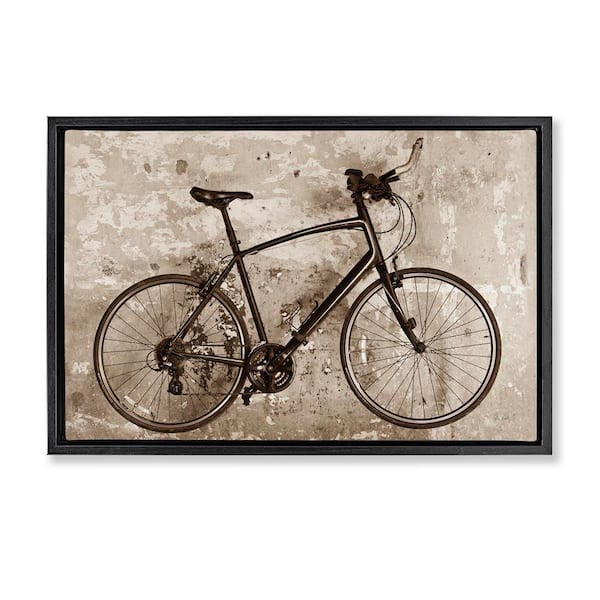 Stupell Industries Distressed Vintage Bike by Deborah Revell Black Floater Frame Typography Graphic Art Print 17 in. x 25 in.