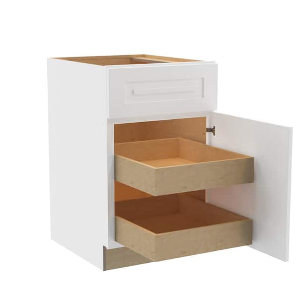 Home Decorators Collection Grayson 21 in. W x 24 in. D x 34.5 in. H Assembled Plywood Base Kitchen Cabinet in Pacific White with 2ROT Cutlery RH
