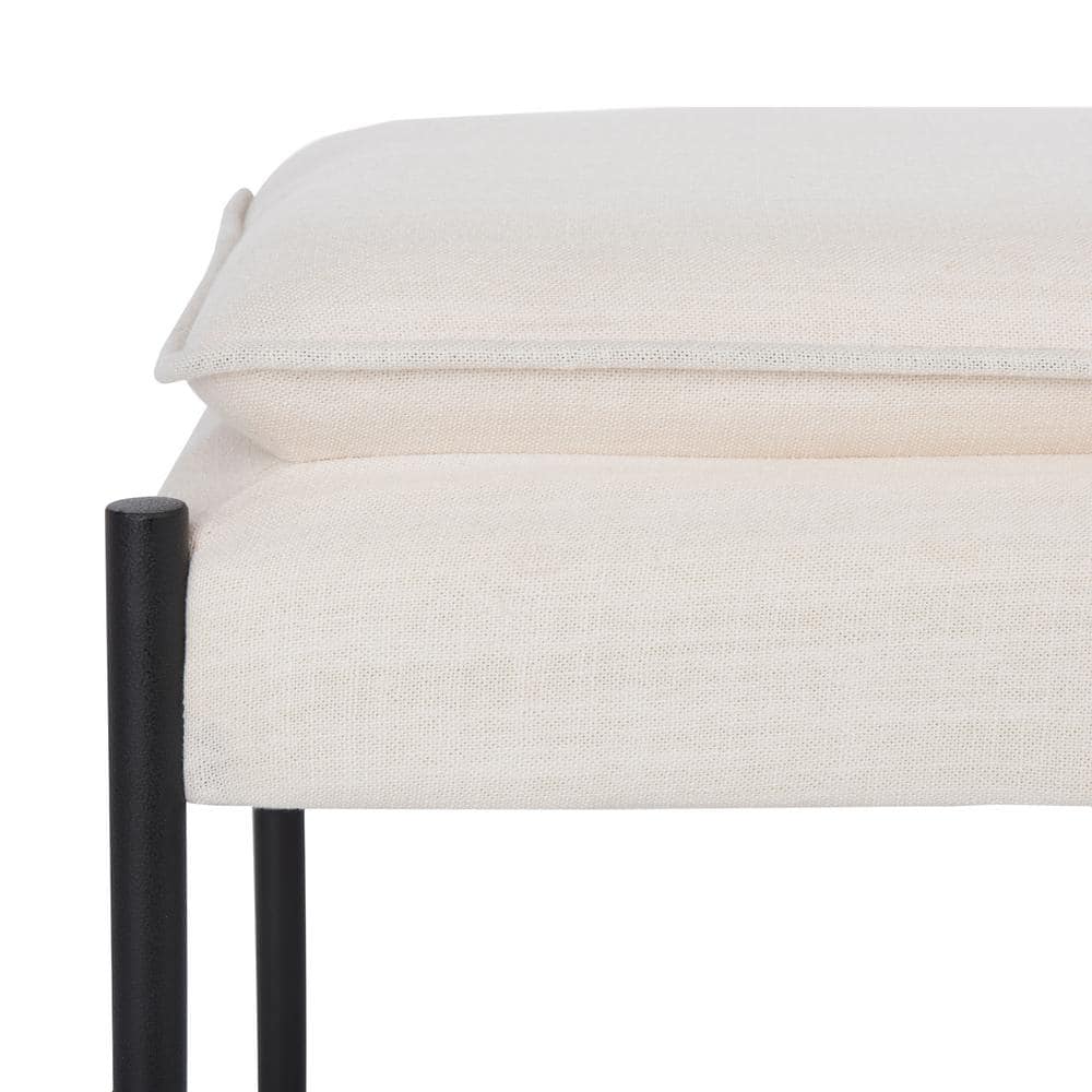 Light Beige Cushioned X Bench with Sleek Black Frame