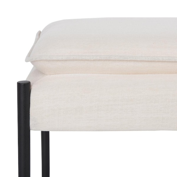 SAFAVIEH Kara Light Beige Linen/Black Upholstered Bench BCH6402D