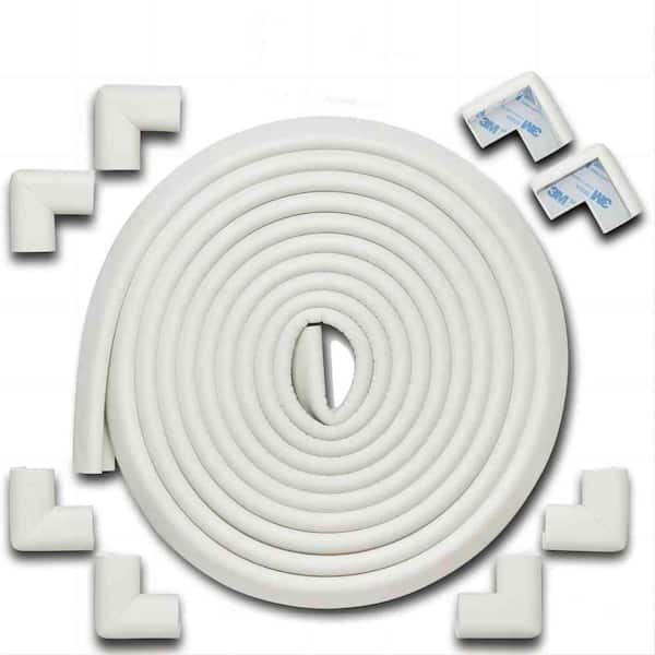 Angel Sar 18 ft. Soft NBR Rubber Foam Furniture Edge Corner Protector, White