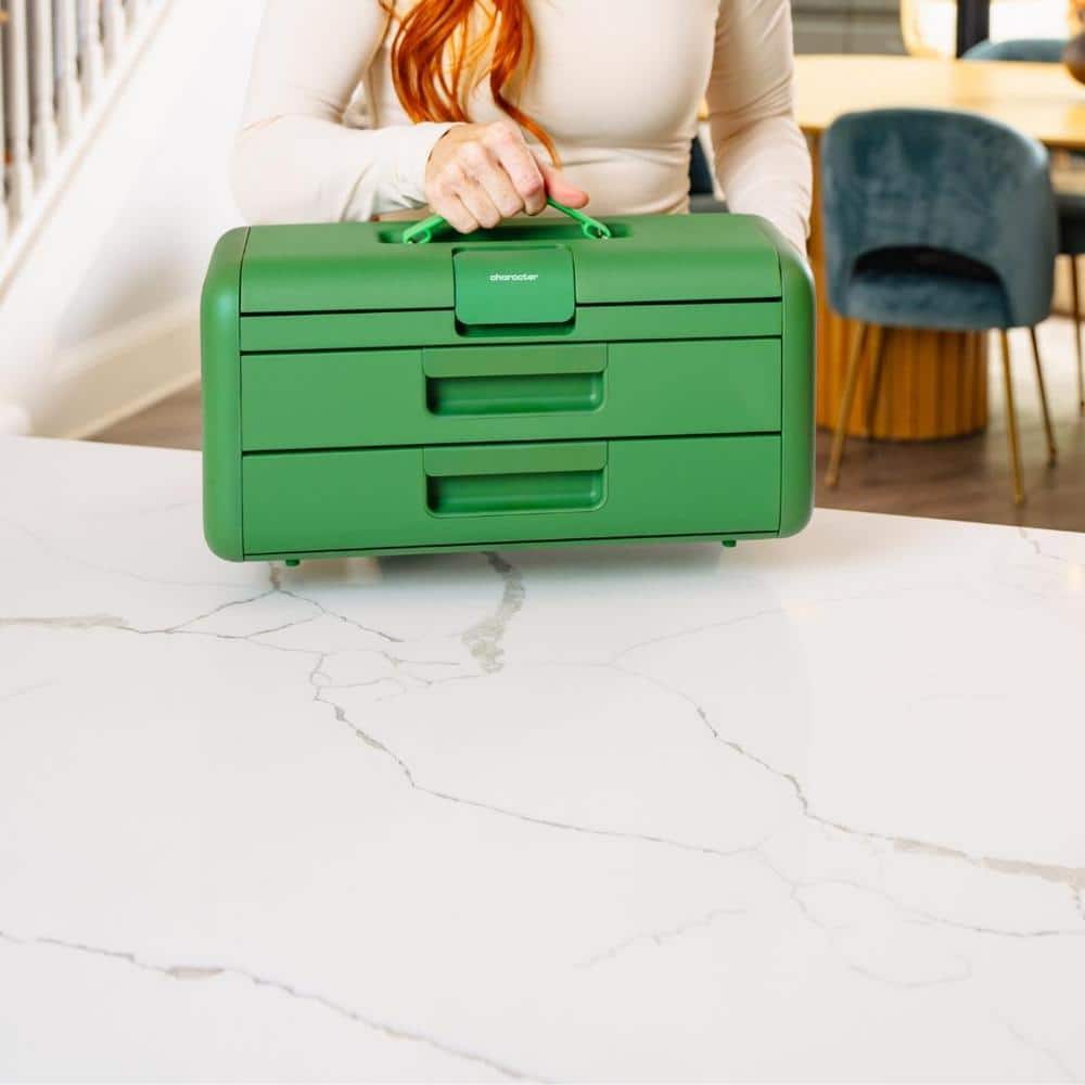 Green 2-Drawer Steel Toolbox with Powder Coat Finish