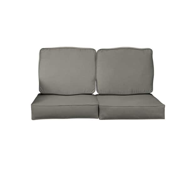 SORRA HOME 23 in. x 23.5 in. Sunbrella Deep Seating Indoor/Outdoor Loveseat Cushion Canvas Charcoal