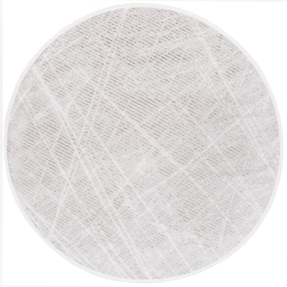 Mila 7 ft. x 7 ft. Gray/Ivory Abstract Worn Round Area Rug price history on PriceWatchPro