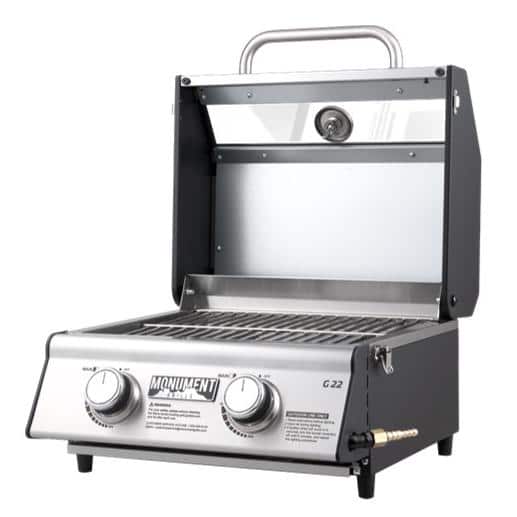 Portable Stainless Steel 2-Burner Propane Gas Grill with Clearview Lid