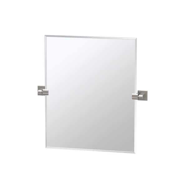 Gatco Elevate 20 in. W x 24 in. H Frameless Rectangular Beveled Edge Bathroom Vanity Mirror in Satin Nickel