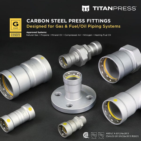 T TITANPRESS 1/2 in. Carbon Steel Press Coupling No Stop HNBR Gas