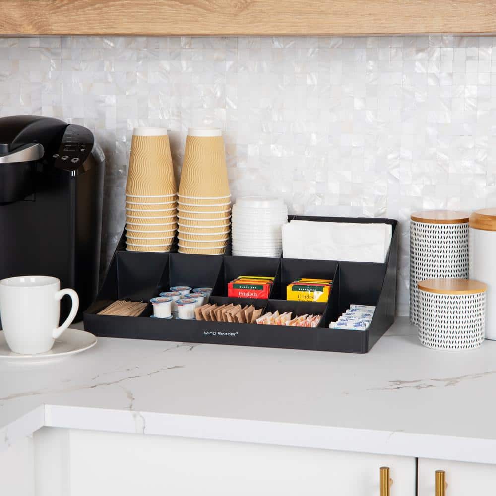 Black Plastic 11-Compartment Coffee Station Organizer
