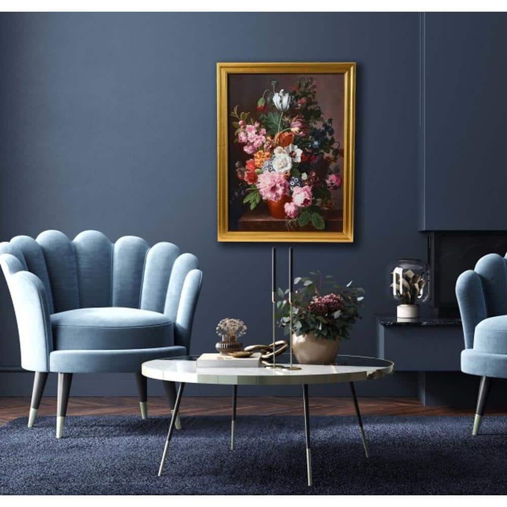 Vintage Floral Still Life Print with Gold Wood Frame