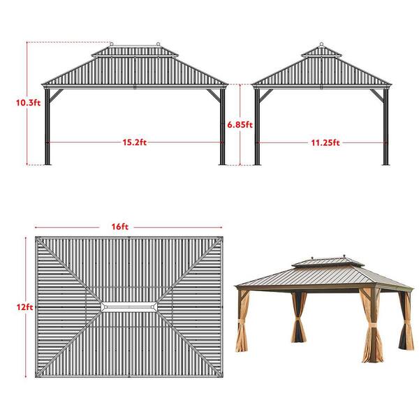 EROMMY 12 ft. x 16 ft. Outdoor Hardtop 