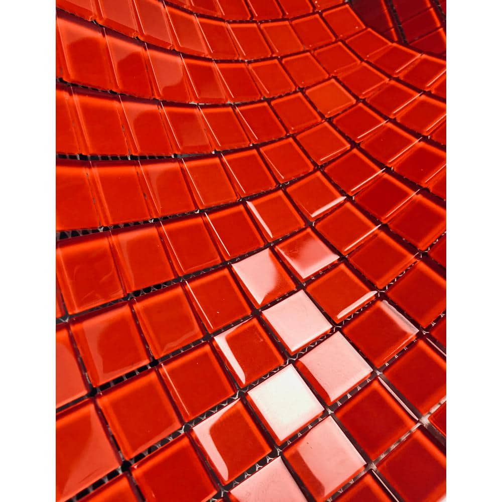 Red Glossy Glass 12x12 Square Mosaic Tile
