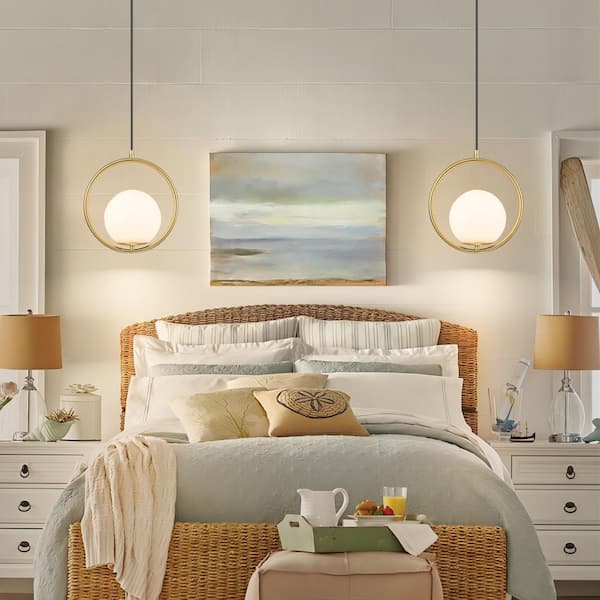 Rennnsan Roy 1-Light Gold Geometric Pendant Light with Globe Glass